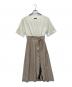 BLUE LABEL CRESTBRIDGE（ブルーレーベルクレストブリッジ）の古着「半袖ワンピース」｜ホワイト×ベージュ