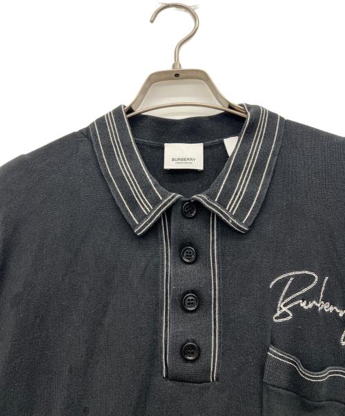 BURBERRY（バーバリー）BURBERRY (バーバリー) 刺繍半袖ポロシャツ ブラック サイズ:Mの古着・服飾アイテム