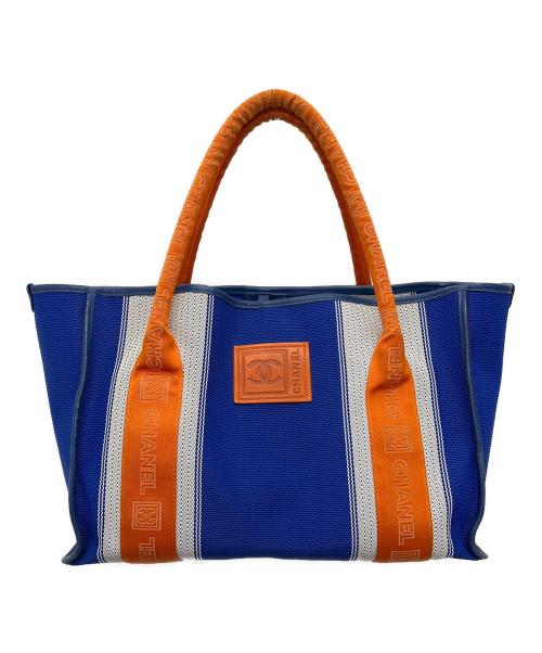 CHANEL（シャネル）CHANEL (シャネル) スポーツライントートバッグ ブルー×オレンジの古着・服飾アイテム