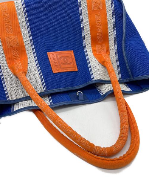 CHANEL（シャネル）CHANEL (シャネル) スポーツライントートバッグ ブルー×オレンジの古着・服飾アイテム