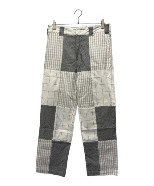Dickies（ディッキーズ）Dickies (ディッキーズ) BEAMS (ビームス) パネルチェックパンツ ホワイト×グレー サイズ:Lの古着・服飾アイテム