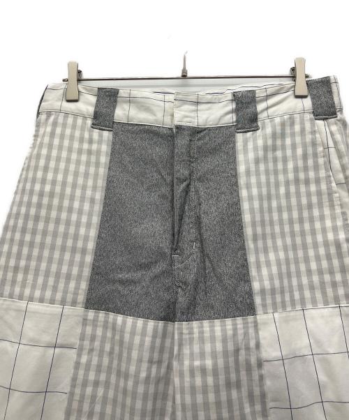 Dickies（ディッキーズ）Dickies (ディッキーズ) BEAMS (ビームス) パネルチェックパンツ ホワイト×グレー サイズ:Lの古着・服飾アイテム