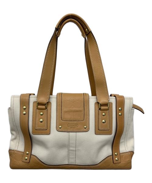 COACH（コーチ）COACH (コーチ) ハンドバッグ ホワイト×ブラウンの古着・服飾アイテム