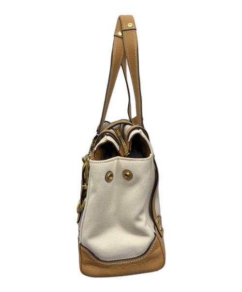 COACH（コーチ）COACH (コーチ) ハンドバッグ ホワイト×ブラウンの古着・服飾アイテム