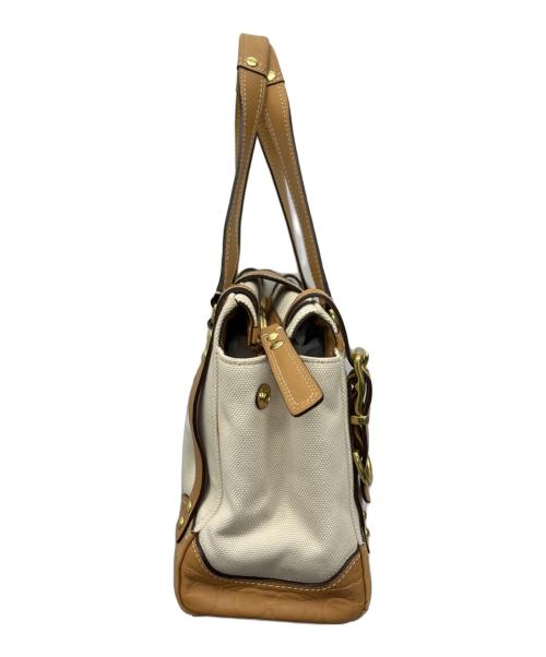 COACH（コーチ）COACH (コーチ) ハンドバッグ ホワイト×ブラウンの古着・服飾アイテム