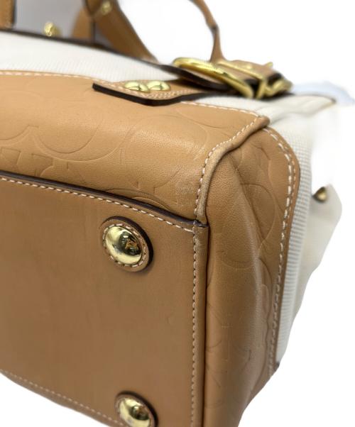 COACH（コーチ）COACH (コーチ) ハンドバッグ ホワイト×ブラウンの古着・服飾アイテム