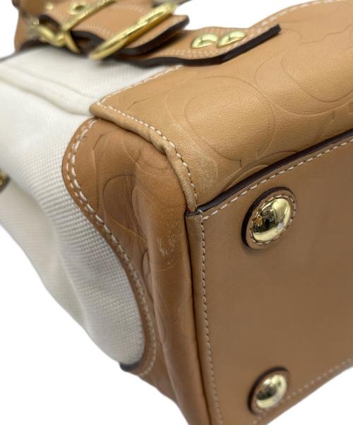 COACH（コーチ）COACH (コーチ) ハンドバッグ ホワイト×ブラウンの古着・服飾アイテム
