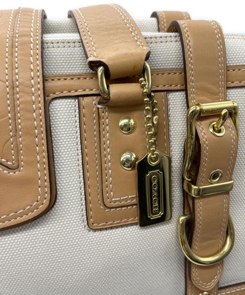COACH（コーチ）COACH (コーチ) ハンドバッグ ホワイト×ブラウンの古着・服飾アイテム