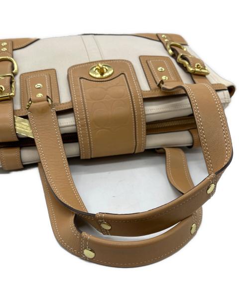 COACH（コーチ）COACH (コーチ) ハンドバッグ ホワイト×ブラウンの古着・服飾アイテム