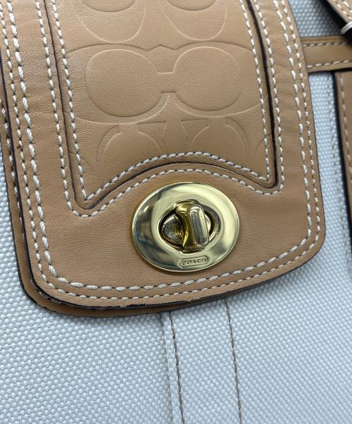 COACH（コーチ）COACH (コーチ) ハンドバッグ ホワイト×ブラウンの古着・服飾アイテム