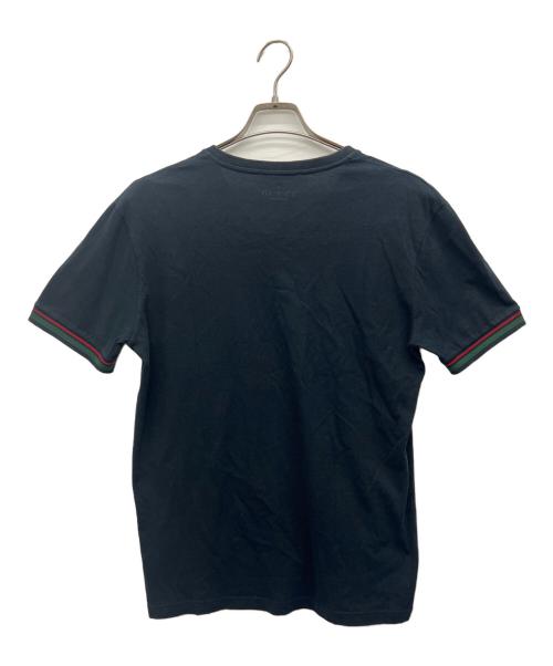 GUCCI（グッチ）GUCCI (グッチ) Vネック シェリーライン半袖カットソー ブラック サイズ:Mの古着・服飾アイテム