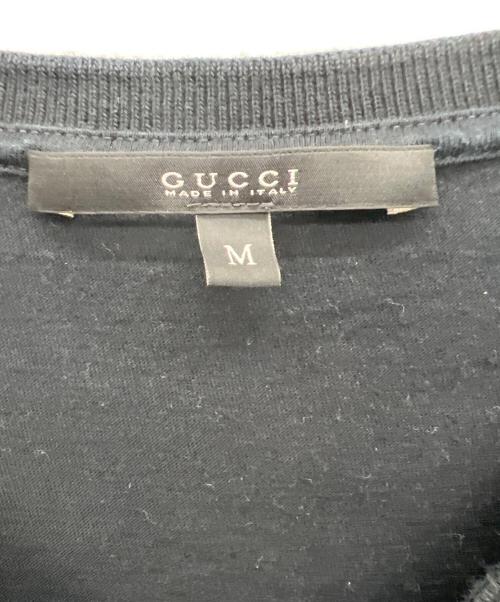 GUCCI（グッチ）GUCCI (グッチ) Vネック シェリーライン半袖カットソー ブラック サイズ:Mの古着・服飾アイテム
