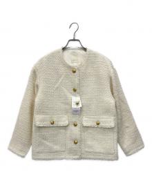 B:MING LIFE STORE by BEAMS（ビーミングライフストア バイ ビームス）の古着「ノーカラーツイードジャケット」｜ホワイト