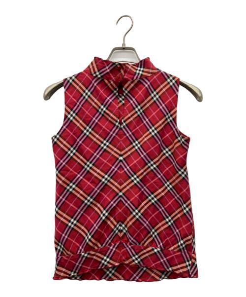 BURBERRY BLUE LABEL（バーバリー ブルー レーベル）BURBERRY BLUE LABEL (バーバリー ブルー レーベル) ノースリーブブラウス レッド サイズ:36の古着・服飾アイテム