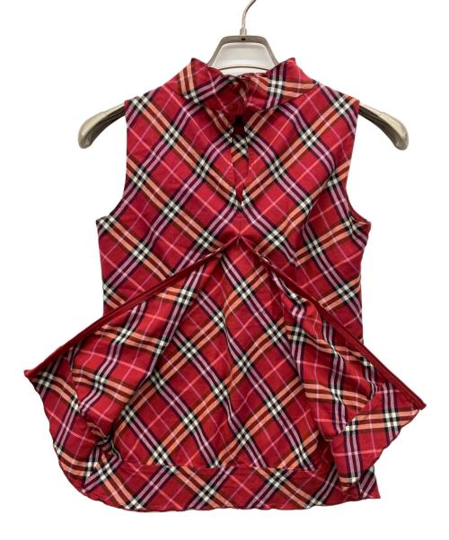 BURBERRY BLUE LABEL（バーバリー ブルー レーベル）BURBERRY BLUE LABEL (バーバリー ブルー レーベル) ノースリーブブラウス レッド サイズ:36の古着・服飾アイテム