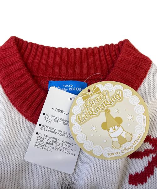 Disney RESORT（ディズニーリゾート）Disney RESORT (ディズニーリゾート) 厚手ニット レッド×ホワイト サイズ:Mの古着・服飾アイテム