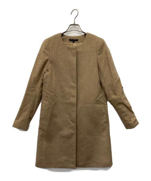 theory（セオリー）theory (セオリー) ノーカラーコート ブラウン サイズ:Pの古着・服飾アイテム