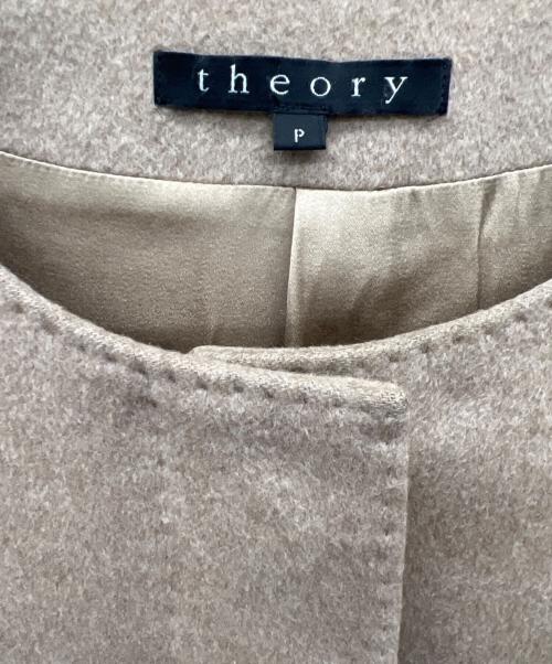 theory（セオリー）theory (セオリー) ノーカラーコート ブラウン サイズ:Pの古着・服飾アイテム