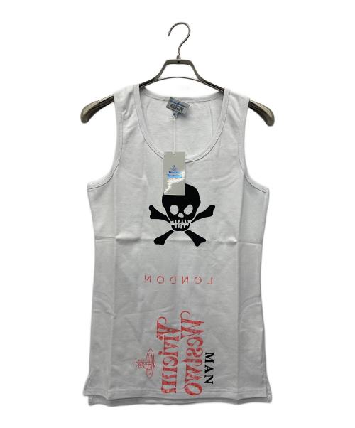 Vivienne Westwood（ヴィヴィアンウエストウッド）Vivienne Westwood (ヴィヴィアンウエストウッド) ノースリーブカットソー ホワイト×ブルー サイズ:Mの古着・服飾アイテム