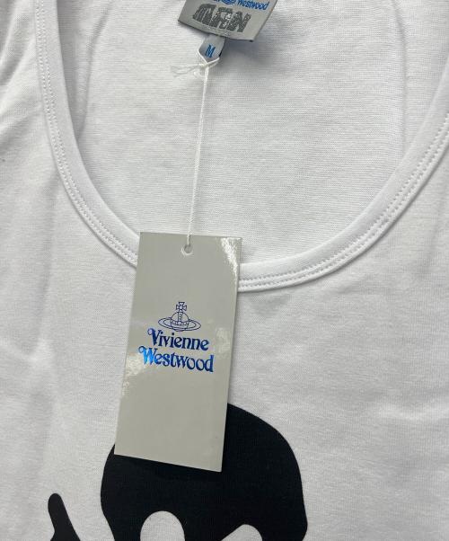 Vivienne Westwood（ヴィヴィアンウエストウッド）Vivienne Westwood (ヴィヴィアンウエストウッド) ノースリーブカットソー ホワイト×ブルー サイズ:Mの古着・服飾アイテム