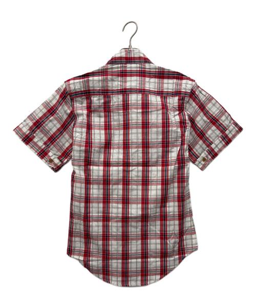 Vivienne Westwood（ヴィヴィアンウエストウッド）Vivienne Westwood (ヴィヴィアンウエストウッド) 半袖シャツ レッド×ホワイト サイズ:Lの古着・服飾アイテム