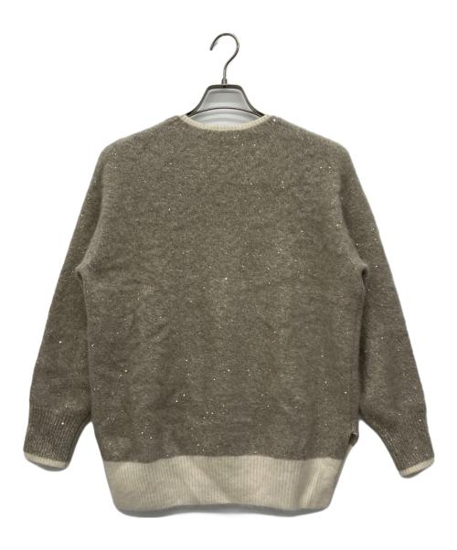 UNITED ARROWS（ユナイテッドアローズ）UNITED ARROWS (ユナイテッドアローズ) フォックスカシミヤ クルーネック ニット ブラウン×アイボリー サイズ:不明の古着・服飾アイテム