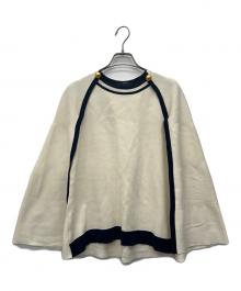 SEVEN TEN by MIHO KAWAHITO（セブン テン バイ ミホ カワヒト）の古着「マントニット」｜アイボリー×ネイビー