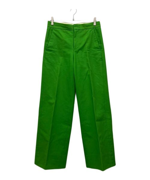 DRAWER（ドゥロワー）DRAWER (ドゥロワー) コットンギャバ バックベルト パンツ 黄緑 サイズ:40の古着・服飾アイテム
