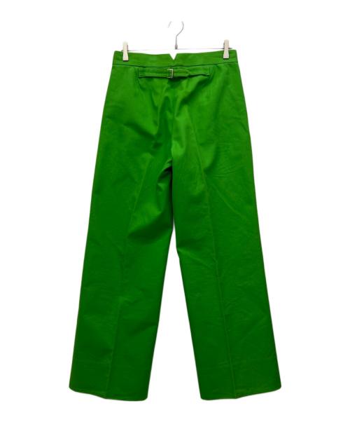 DRAWER（ドゥロワー）DRAWER (ドゥロワー) コットンギャバ バックベルト パンツ 黄緑 サイズ:40の古着・服飾アイテム