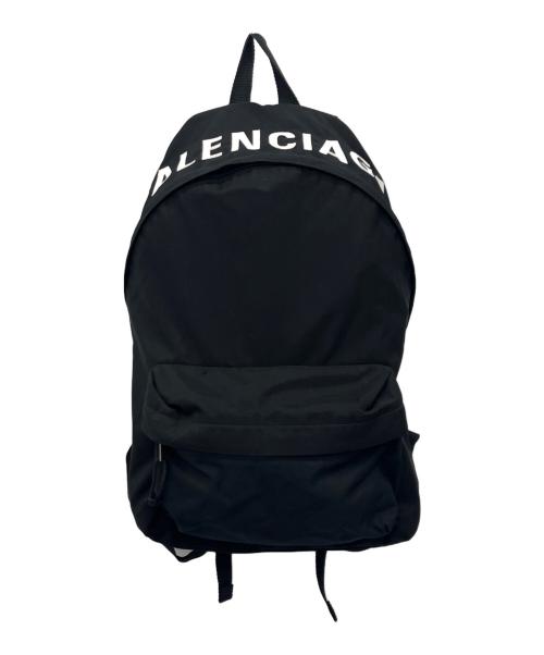 BALENCIAGA（バレンシアガ）BALENCIAGA (バレンシアガ) ロゴプリントリュック ブラック×ホワイトの古着・服飾アイテム