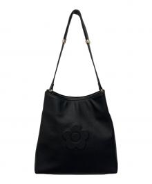 MARY QUANT（マリークヮント）の古着「シュリンクデイジーエンボス トートバッグ」｜ブラック
