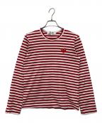 PLAY COMME des GARCONSプレイコムデギャルソン）の古着「長袖カットソー」｜レッド×ホワイト