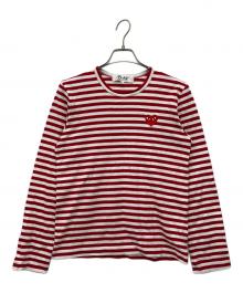 PLAY COMME des GARCONS（プレイコムデギャルソン）の古着「長袖カットソー」｜レッド×ホワイト