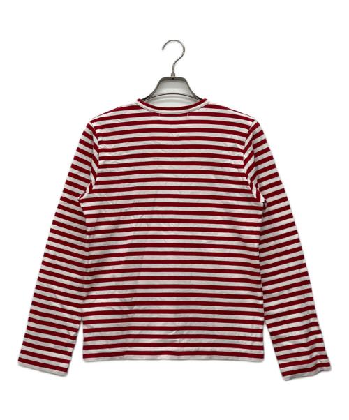 PLAY COMME des GARCONS（プレイコムデギャルソン）PLAY COMME des GARCONS (プレイコムデギャルソン) 長袖カットソー レッド×ホワイト サイズ:Lの古着・服飾アイテム