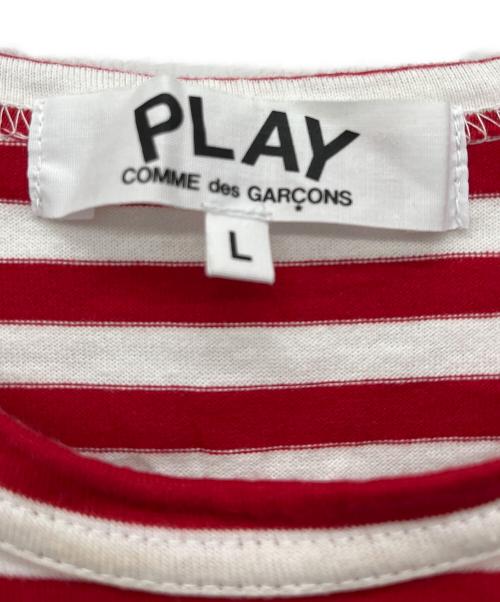 PLAY COMME des GARCONS（プレイコムデギャルソン）PLAY COMME des GARCONS (プレイコムデギャルソン) 長袖カットソー レッド×ホワイト サイズ:Lの古着・服飾アイテム