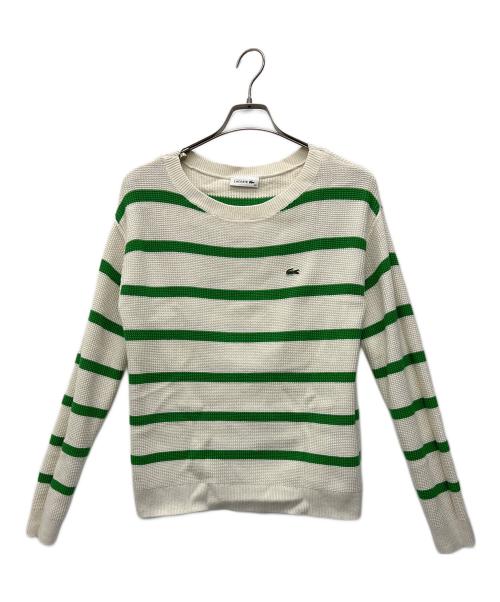 LACOSTE（ラコステ）LACOSTE (ラコステ) 薄手ニット アイボリー×グリーン サイズ:40の古着・服飾アイテム