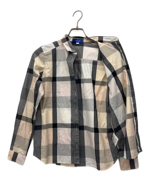 BLUE LABEL CRESTBRIDGE（ブルーレーベルクレストブリッジ）BLUE LABEL CRESTBRIDGE (ブルーレーベルクレストブリッジ) 長袖シャツ ベージュ×グレー サイズ:38の古着・服飾アイテム