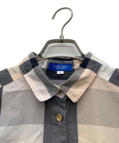 BLUE LABEL CRESTBRIDGE（ブルーレーベルクレストブリッジ）BLUE LABEL CRESTBRIDGE (ブルーレーベルクレストブリッジ) 長袖シャツ ベージュ×グレー サイズ:38の古着・服飾アイテム