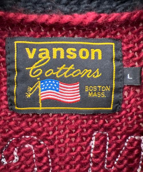 VANSON（バンソン）VANSON (バンソン) 厚手ニット レッド×ブラック サイズ:Lの古着・服飾アイテム