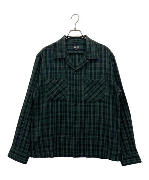 Schott（ショット）Schott (ショット) 長袖シャツ ブラック×グリーン サイズ:Mの古着・服飾アイテム