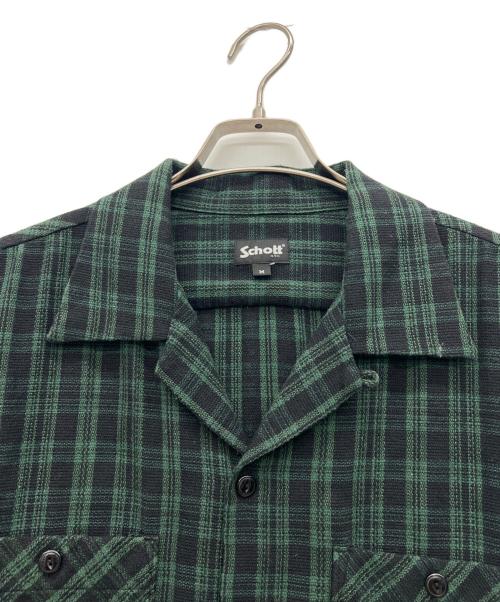 Schott（ショット）Schott (ショット) 長袖シャツ ブラック×グリーン サイズ:Mの古着・服飾アイテム