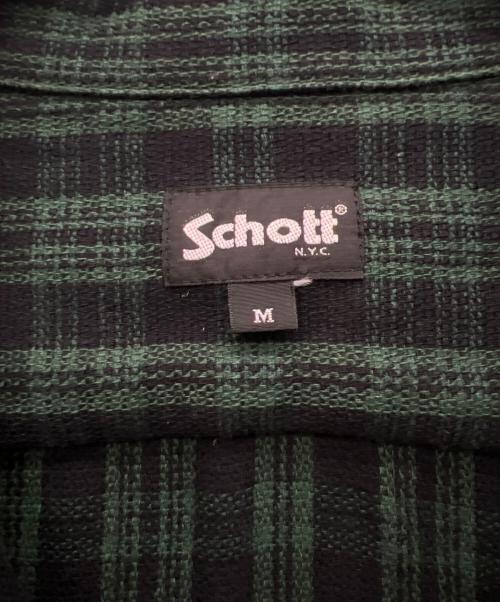 Schott（ショット）Schott (ショット) 長袖シャツ ブラック×グリーン サイズ:Mの古着・服飾アイテム