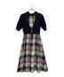 BLUE LABEL CRESTBRIDGE (ブルーレーベルクレストブリッジ) チェックドレープツイル ニットコンビマキシワンピース ネイビー×ベージュ サイズ:36：8000円