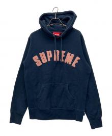 SUPREME（シュプリーム）の古着「Chenille Arc Logo Hooded Sweatshirt」｜ネイビー×ピンク