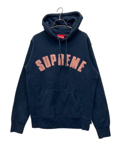 SUPREME（シュプリーム）SUPREME (シュプリーム) Chenille Arc Logo Hooded Sweatshirt ネイビー×ピンク サイズ:Sの古着・服飾アイテム