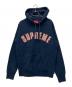 SUPREME（シュプリーム）の古着「Chenille Arc Logo Hooded Sweatshirt」｜ネイビー×ピンク