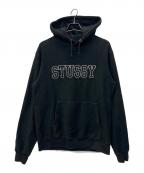 stussyステューシー）の古着「Felt Applique Hoodie」｜ホワイト×ブラック