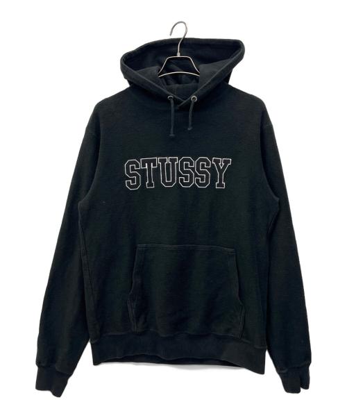 stussy（ステューシー）stussy (ステューシー) Felt Applique Hoodie ホワイト×ブラック サイズ:Mの古着・服飾アイテム