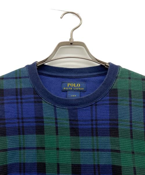 POLO RALPH LAUREN（ポロ・ラルフローレン）POLO RALPH LAUREN (ポロ・ラルフローレン) 長袖カットソー ネイビー×グリーン サイズ:Lの古着・服飾アイテム