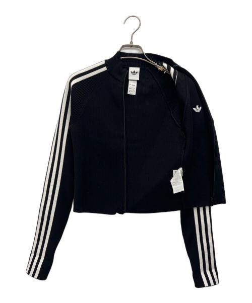 adidas（アディダス）adidas (アディダス) スリーストライプス スリムニット トラックトップ ブラック サイズ:XLの古着・服飾アイテム